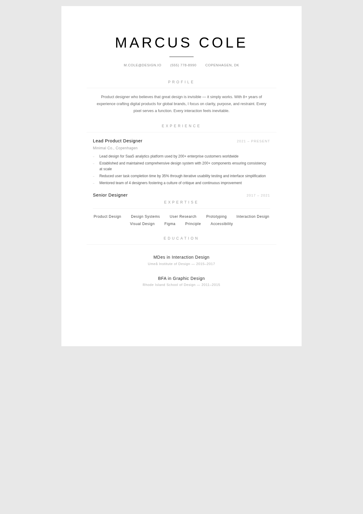 Minimalist black simple resume